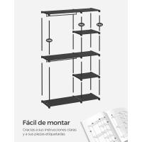 Armario de Ropa, Perchero, Burro Ropa, 124 x 43 x 182 cm, 2 Secciones para Colgar, con Compartimentos, Gran Capacidad, para Dormitorio, Salón, Lavandería, Topo RYG026R02 - details 50