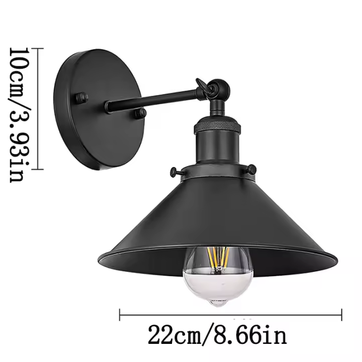 Lámpara de Pared Retro Industrial Base E27 Luz de Dormitorio Iluminación Interior - 1