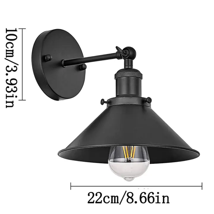 Lámpara de Pared Retro Industrial Base E27 Luz de Dormitorio Iluminación Interior - 1