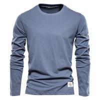100% algodón Camiseta de manga larga para hombre Camisetas casuales para hombre de primavera sólida Tops masculinos de alta calidad Ropa clásica Camisetas de hombre - details 3