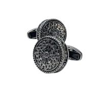 Diseño vintage redondo en bronce, oro, plata, gemelos para camisa, joyería de lujo, gemelos de metal y cobre para hombre - details 3