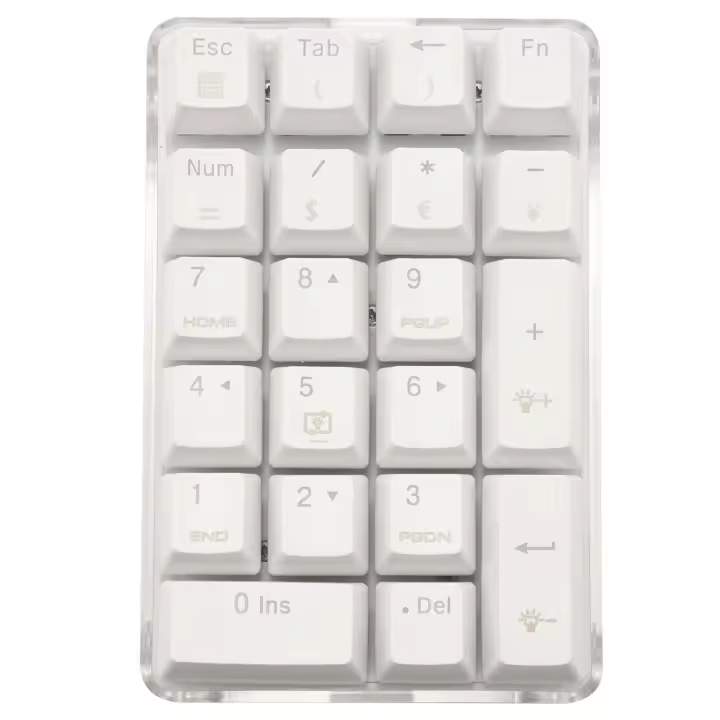 Teclado numérico mecánico retroiluminado blanco, 21 teclas, interruptor azul cereza, PC de escritorio, Notebook - 1