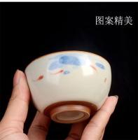 Mi Huang Kiln Fish Play taza de té de Kung Fu con hoja de loto, taza de maestro, tarro de degustación de té de cerámica individual, lata de apertura de porcelana Ru para nutrir - details 3