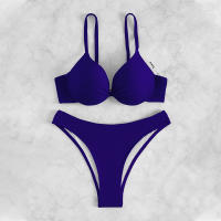 Conjunto de Bikini triangular para mujer, traje de baño liso, ropa de playa, cintura baja, rojo,  - details 8
