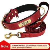 Juego Collar correa perro PU, collares cuero liso, suaves duraderos, de 5 pies, ustables para perros pequeños y medianos - details 1