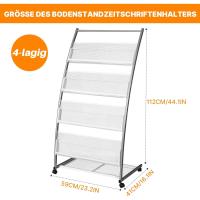 Soporte para folletos y revistas – Soporte inclinado para libros y revistas con 4 estantes (blanco, 4 capas, 59,5 cm de ancho) - details 8