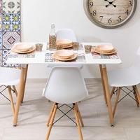 Estilo escandinavo, ideal para comedor, cocina, salón o como escritorio de oficina, color blanco, 120x70x72 cm - details 1