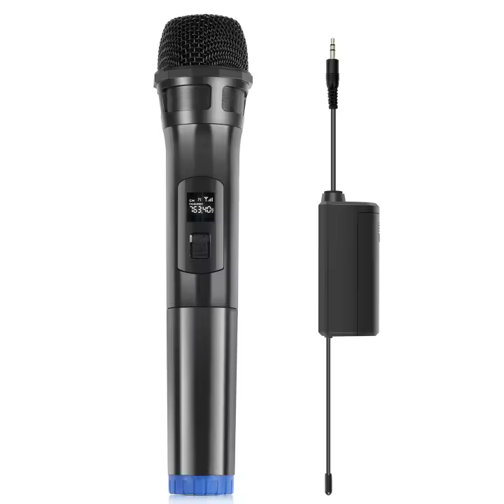 Micrófono dinámico inalámbrico PULUZ UHF con pantalla LED (negro) - 1