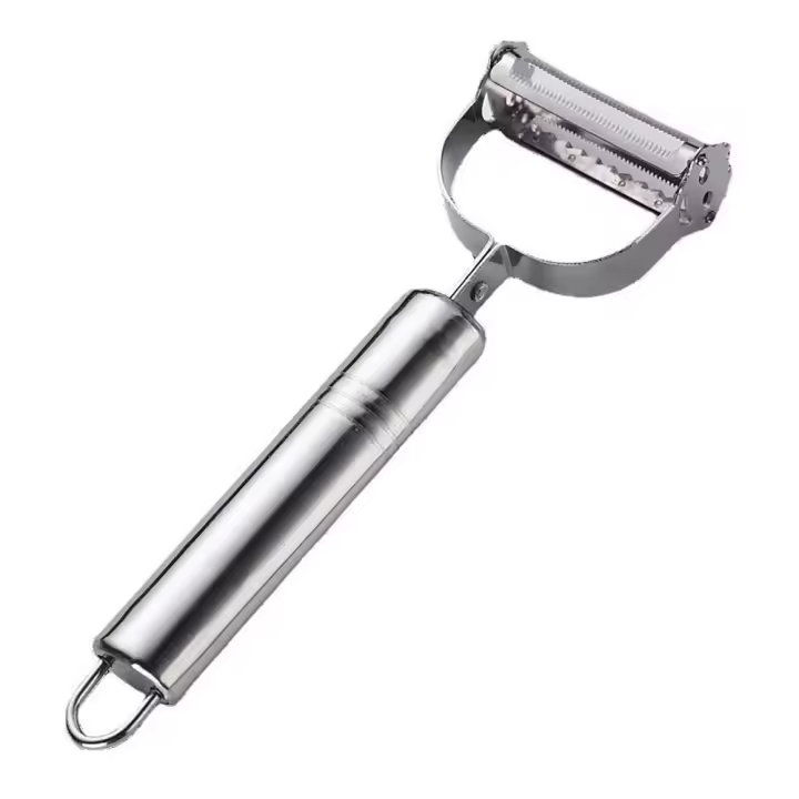 Pelador de frutas y verduras de doble cabezal, rallador multifunción de acero inoxidable, accesorio de cocina, pepino en juliana, patata y zanahoria - 1