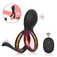 Leten Vibrador Dual para Hombres 7 Modos de Vibración, Control Remoto, Anillo Suave y Extensible - details 0