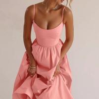 Vestido Midi Sin Mangas De Encaje Rosa Elegante Para Mujer Verano 2024 Estilo Casual Traje De Vestir A-Line Zipper - details 3