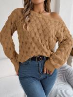 Suéter Casual de Invierno-Otoño Cuello Oblicuo, Manga Larga, Moda para Mujeres en Rosa - details 14