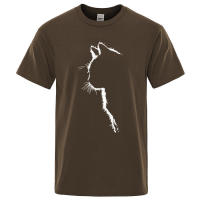 Camiseta de algodón para hombre con estampado de gato, camisa de manga corta de verano, estilo informal Hip Hop, divertida - details 7
