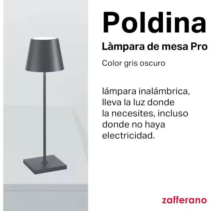 Lámpara de Mesa Recargable e Inalámbrica con Control Táctil, También Adecuada como Lámpara de Exterior, Atenuador, 2200-3000 K, Altura 38 cm, Color Negro - 1