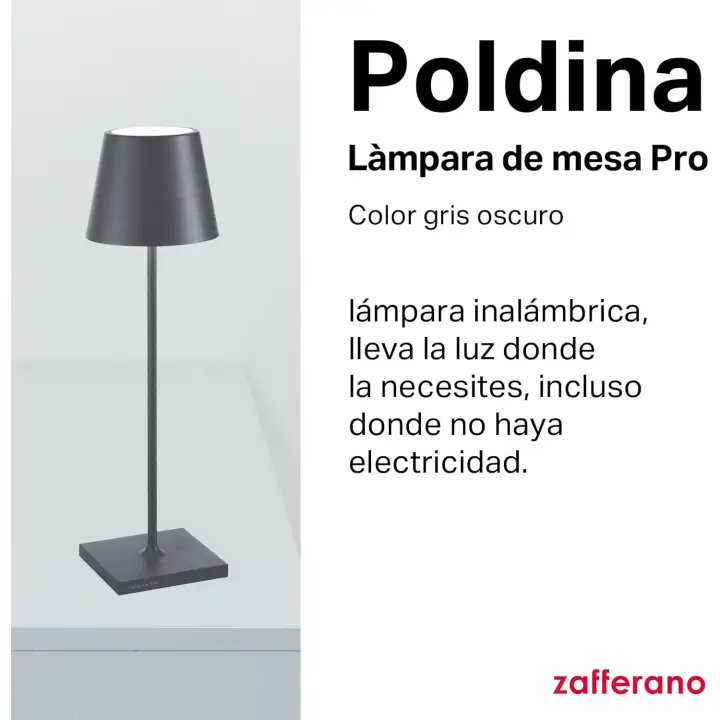 Lámpara de Mesa Recargable e Inalámbrica con Control Táctil, También Adecuada como Lámpara de Exterior, Atenuador, 2200-3000 K, Altura 38 cm, Color Negro - 1