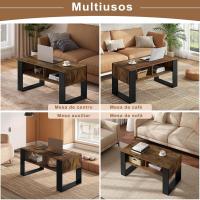Mesa Centro Baja Mesa Auxiliar de 2 Niveles Mesita Lateral para Sofá Mesa de Café con Comodidades - details 8
