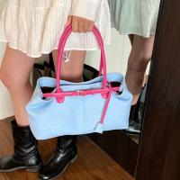 Bolso de hombro vaquero con cierre de cerrojo Simple, bolso elegante Vintage de gran capacidad para axila, bolso de mano informal de PU elegante para mujer - details 8