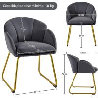 Terciopelo Sillon para Dormitorio Silla para Comedor Cocina Pata Metal Silla Sala de Estar Rosa Claro - details 30