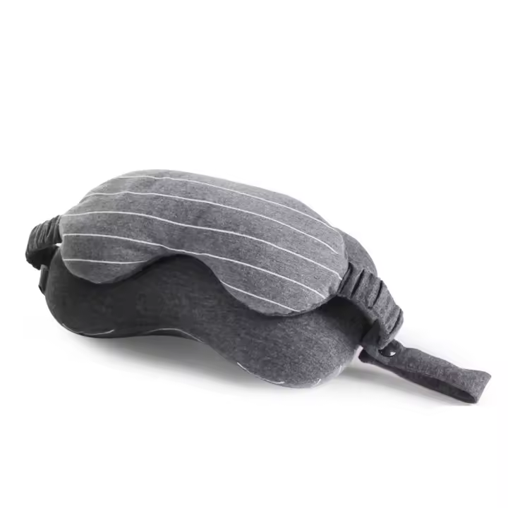 Almohada para el cuello con máscara para ojos de 23x14cm, almohada de viaje portátil 2 en 1, almohada para dormir súper ligera para el cuello, almuerzos para la oficina - 1