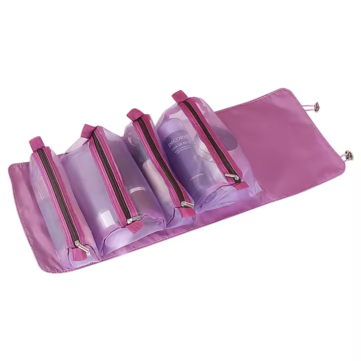 Bolsa de cosméticos plegable para mujer, neceser de gran capacidad con diseño de cremalleras, gran regalo para el Día de San Valentín - 1