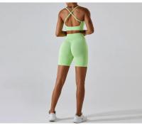 Pantalones cortos de Yoga sin costuras para mujer, mallas deportivas transpirables de secado rápido, de cintura alta, para entrenamiento y gimnasio - details 9