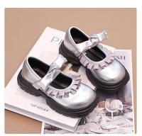 Zapatos de cuero de princesa con volantes para niñas, zapatos de vestir plisados con lazo, para fiesta de boda, suela gruesa, Chic, otoño, 2024 - details 8