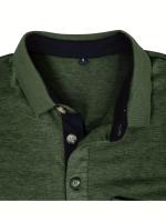 Camisa de manga corta para hombre, camisa de solapa con botones, bolsillo en el pecho, color sólido, a la moda - details 28