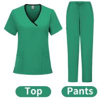 Ropa de trabajo para salón de belleza y enfermera médica, bata clínica, Top + pantalón, Túnica de enfermería para médico de Spa, traje, uniformes quirúrgicos, conjunto exfoliante para mujer - details 10