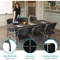 Plegable rectangular ultrarresistente negra, exterior e interior para jardín, terraza, eventos y catering, Medidas 182x76cm, altura 73,5cm, Mesas plegables grandes (92119) - details 4