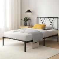 Marco de Cama de Metal Somier Altura de 30cm Montaje Fácil Espacio de Almacenamiento Bajo de la Cama Negro - details 10
