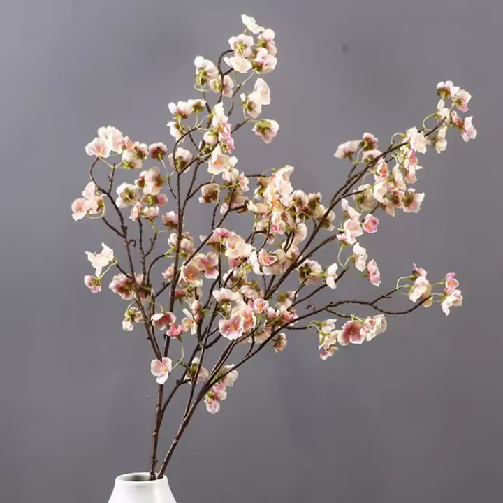 Rama de hojas de eucalipto artificiales de tacto Real, rama de flor de cerezo de seda realista de plástico, flor falsa hecha a mano elegante - 1