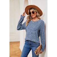Jersey de manga larga para mujer, camiseta holgada con cuello redondo, tops de Color sólido, otoño e invierno, nuevo - details 31