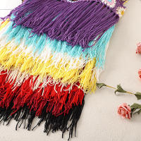 Top corto de punto con borlas para mujer, chaleco de ganchillo, camisola colorida, cubierta de Bikini, camisa - details 4