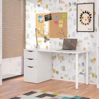 Mesa Ordenadora Reversible de Dos Cajones y Una Puerta Mesa de Escritorio Athena Acabada en Blanco - details 8