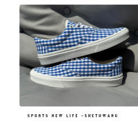 Zapatos clásicos bajos de cuadros azules, lo mismo para hombres y mujeres, tendencia deportiva de pareja, zapatos casuales transpirables y versátiles - details 5