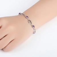 Pulsera de Amor Elegante de Plata Esterlina 925 Joyería Romántica de Corazón Doble Amatista Púrpura para Mujeres Regalo de Joyería de Pulsera de Encanto - details 0