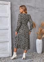 Elegante Vestido Midi de Moda Retro Cuello en V Floral Largo Mango para Mujeres - details 17