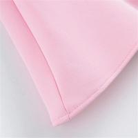 Vestido corto de verano rosa simplicidad con cuello redondo material de poliéster moda para mujer - details 3