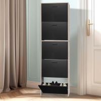 Mueble zapatero de 12 pares - Estantería de gran capacidad para vestíbulo o pasillo - (ancho) 60 x (profundidad) 24 x (alto) 80 cm - Madera clara blanca - details 123