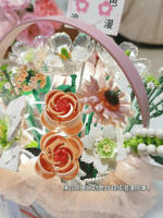 Mini Rose Bundle Building Block DIY Flower Basket, ladrillo decorativo para el hogar con luz, lindo juguete de regalo - details 7