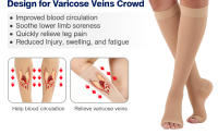 1Pair Sports Calf Compression Socks 20-30 MmHg Knee High Support Stockings Open Toe for Pregnancy, Varicose Veins, Running - details 1