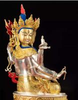 Xizang-estatua de Buda Zunsheng tántrica, decoración de salón dorada de cobre puro, uso étnico tibetano, 10 pulgadas, 30cm - details 12