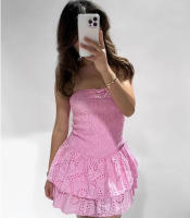 Vestido pequeño con estampado floral francés, estilo dulce, primavera, nuevo estampado, sin tirantes y adelgazante - details 4