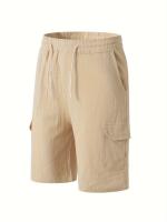 Pantalones cortos Cargo de lino con múltiples bolsillos para hombre, pantalones cortos con cordón de cintura a la moda para exteriores - details 30