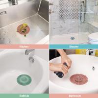 Paquete de 5 atrapapelos, cubierta de drenaje de ducha, protector de colador de fregadero, tapón de silicona para bañera, fácil de instalar y limpiar para baño, bañera y cocina - details 0