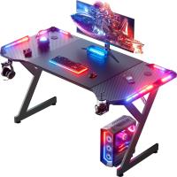 120 cm × 60 cm, Mesa Gamer Ergonómica con LED, Escritorio Gaming con Tablero de Fibra de Carbono - details 0