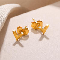 Pendientes Stud Letra V Para Mujer Joyería Minimalista De Acero Inoxidable Arete Piercing Regalo Accesorios De Moda - details 0