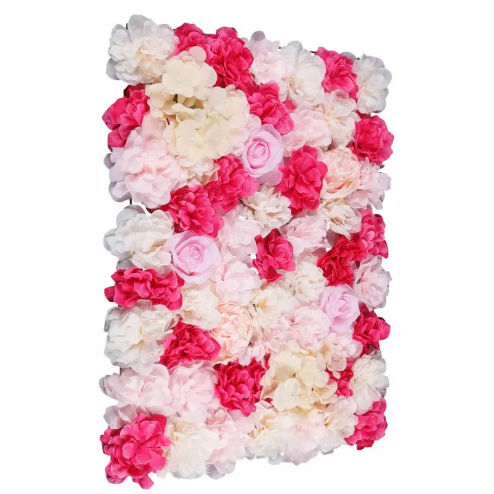 Paneles de flores artificiales para pared, decoración de fondo de boda, Rosa + rosas rojas, 40x60 Cm, 4 piezas - 1
