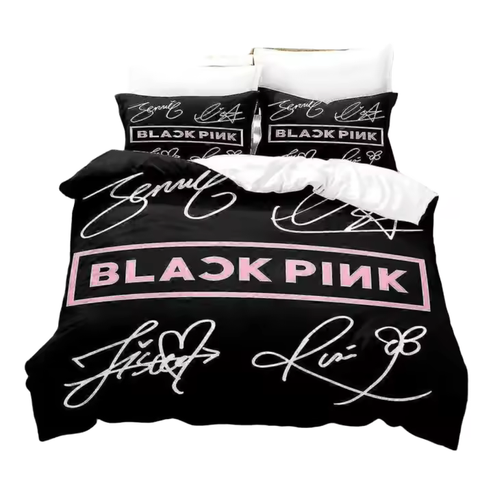Juego de Ropa de Cama Estampada en 3D Blackpink 2025 Funda de Edredón Cubierta de Almohada Regalo para Niños - 1