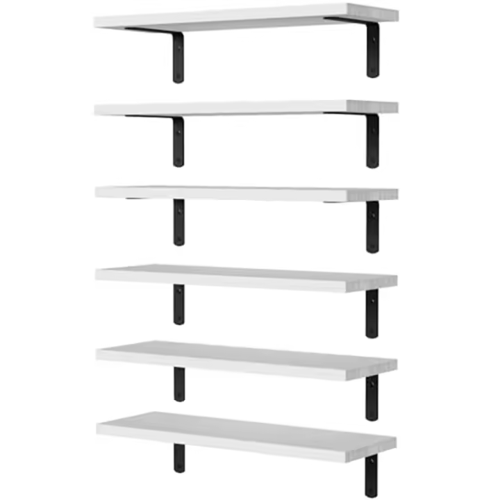 Estantes flotantes de madera para decoración de pared, estantería de baño montada en la pared para almacenamiento, color blanco - 1